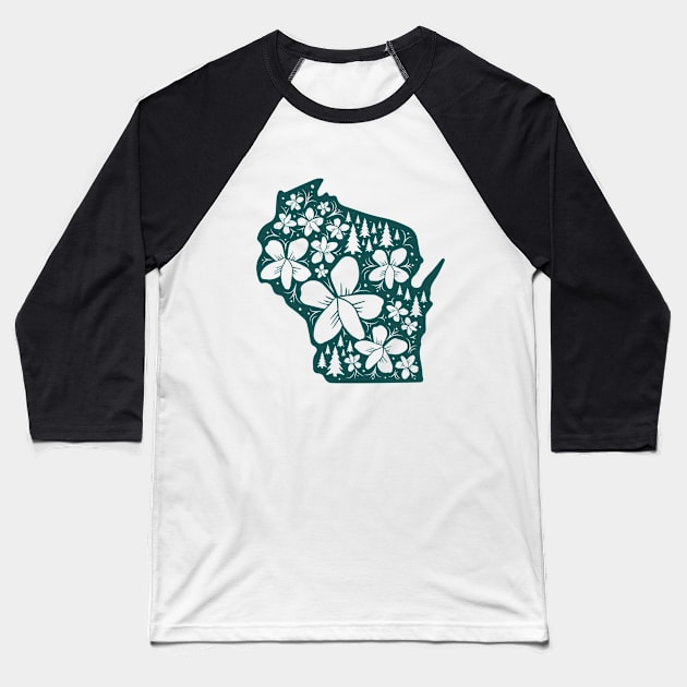 Wisconsin Floral Nature Design Baseball T-Shirt by luckybengal